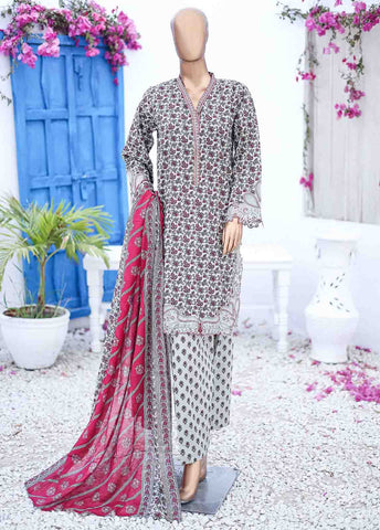 Bin Saeed Fabric - SM-EMB-0225-3 Piece Cutwork Kari Stitched Suit