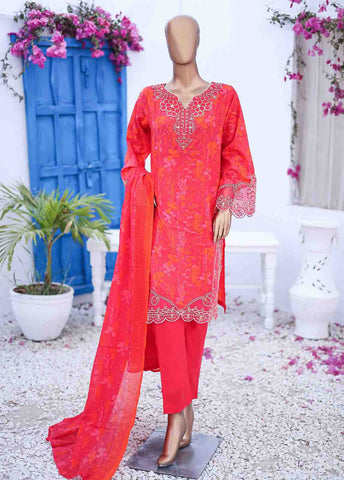 Bin Saeed Fabric - SM-EMB-0340-3 Piece Cutwork Kari Stitched Suit