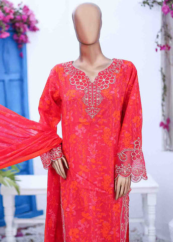 Bin Saeed Fabric - SM-EMB-0340-3 Piece Cutwork Kari Stitched Suit