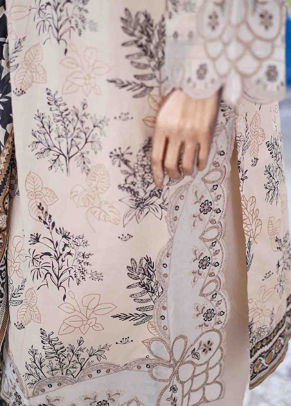 Bin Saeed Fabric - SM-EMB-0341-3 Piece Cutwork Kari Stitched Suit