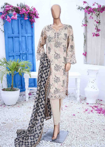 Bin Saeed Fabric - SM-EMB-0341-3 Piece Cutwork Kari Stitched Suit