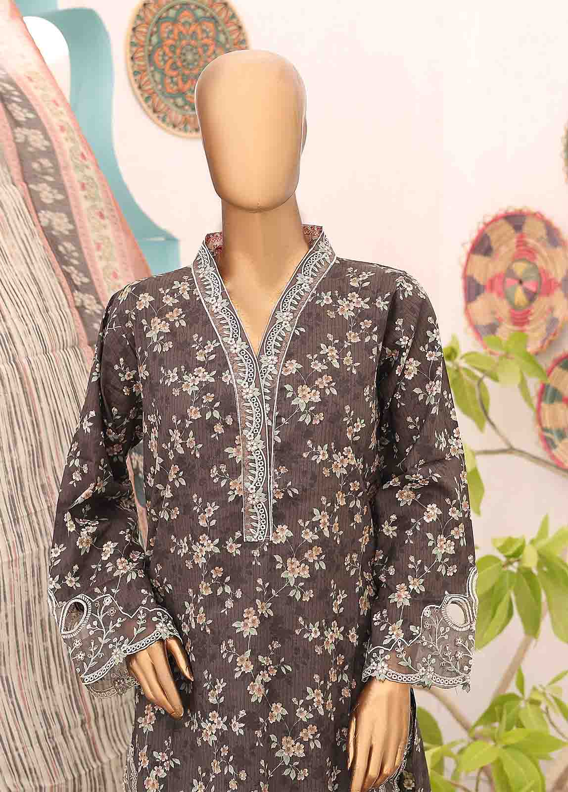 Bin Saeed Fabric - SM-EMB-0346-3 Piece Cutwork Kari Stitched Suit