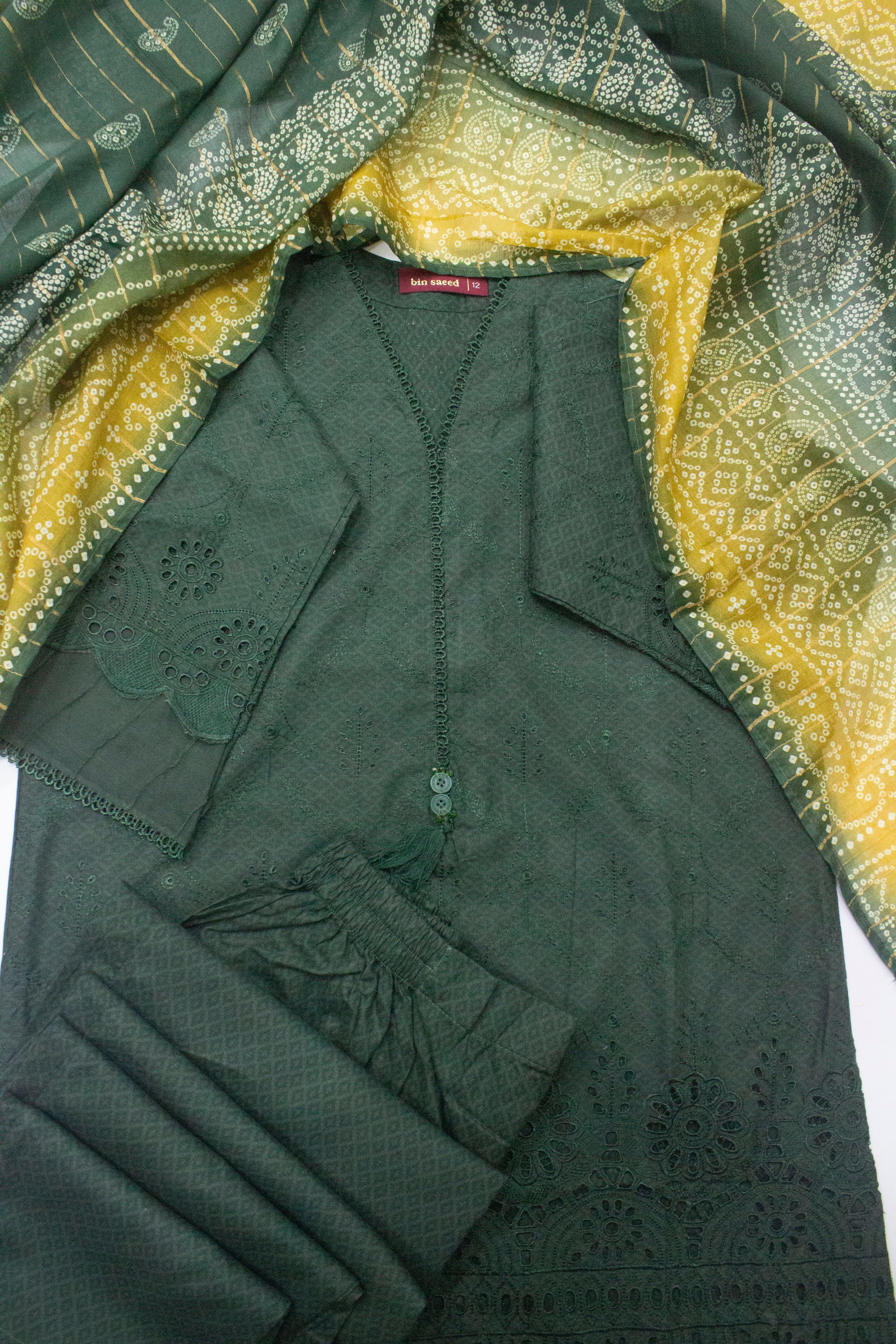 Bin Saeed Fabric - SM-EMB-0395 B- 3 Piece Embroidered Stitched Suit