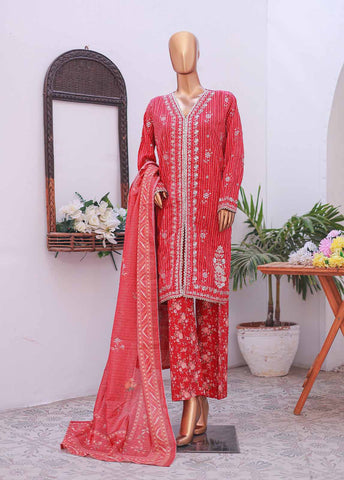 Bin Saeed Fabric - SM-EMB-03A- 3 Piece Printed Embroidered Stitched Suit