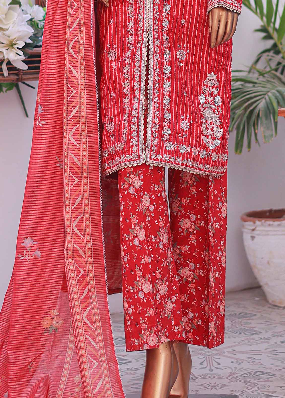 Bin Saeed Fabric - SM-EMB-03A- 3 Piece Printed Embroidered Stitched Suit