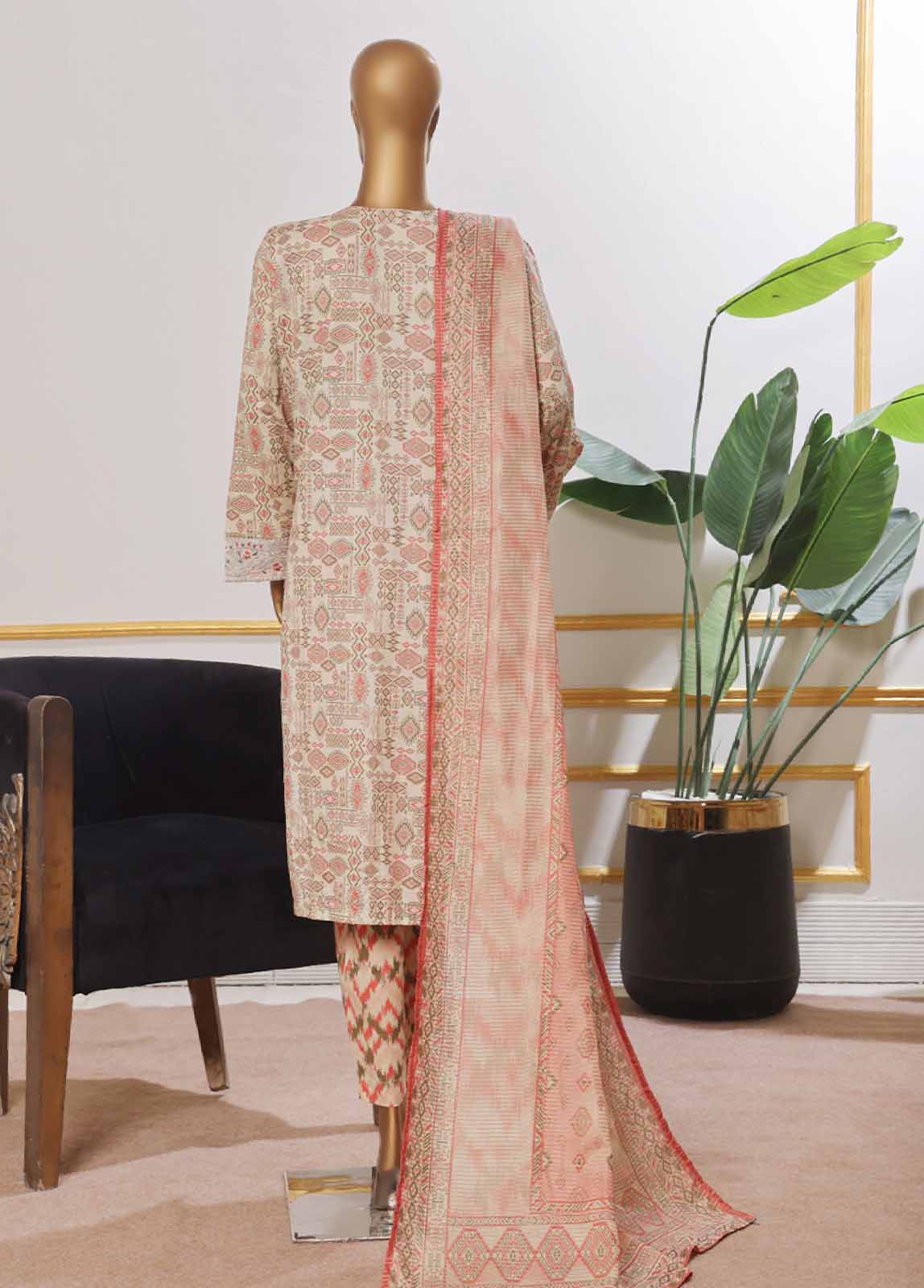 SM-EMB-042V2- 3 Piece Embroidered Stitched Suit