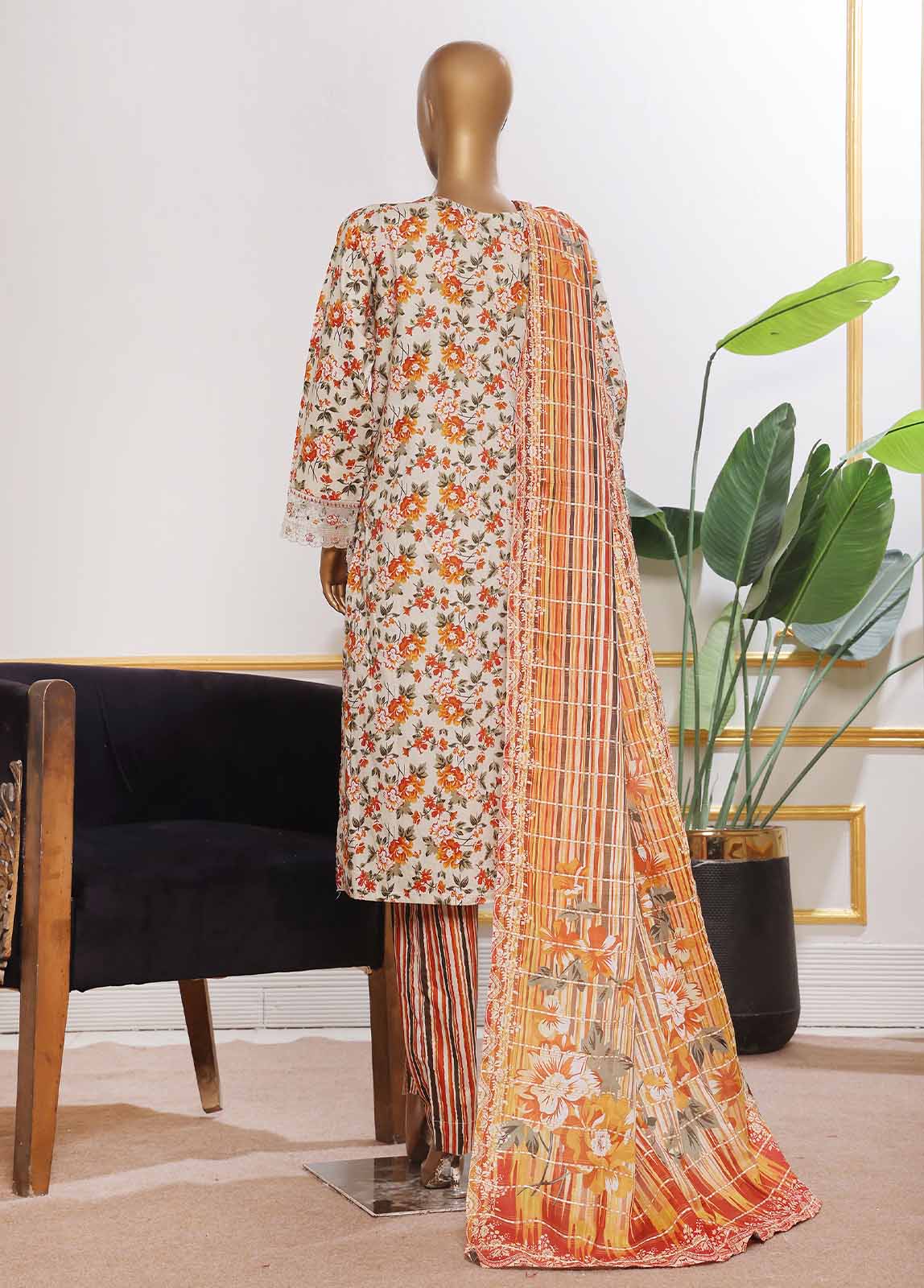 Bin Saeed Fabric - SM-EMB-058V2- 3 Piece Embroidered Stitched Suit