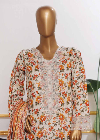 SM-EMB-058V2- 3 Piece Embroidered Stitched Suit
