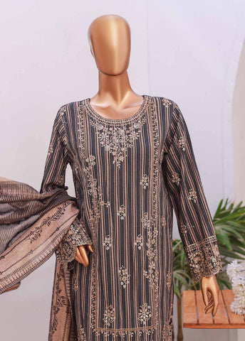 SM-EMB-06- 3 Piece Printed Embroidered Stitched Suit