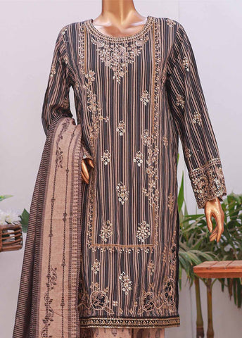 SM-EMB-06- 3 Piece Printed Embroidered Stitched Suit