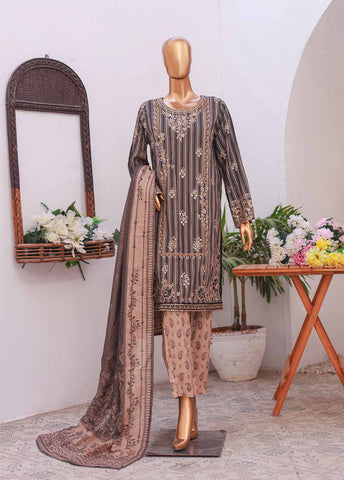 SM-EMB-06- 3 Piece Printed Embroidered Stitched Suit