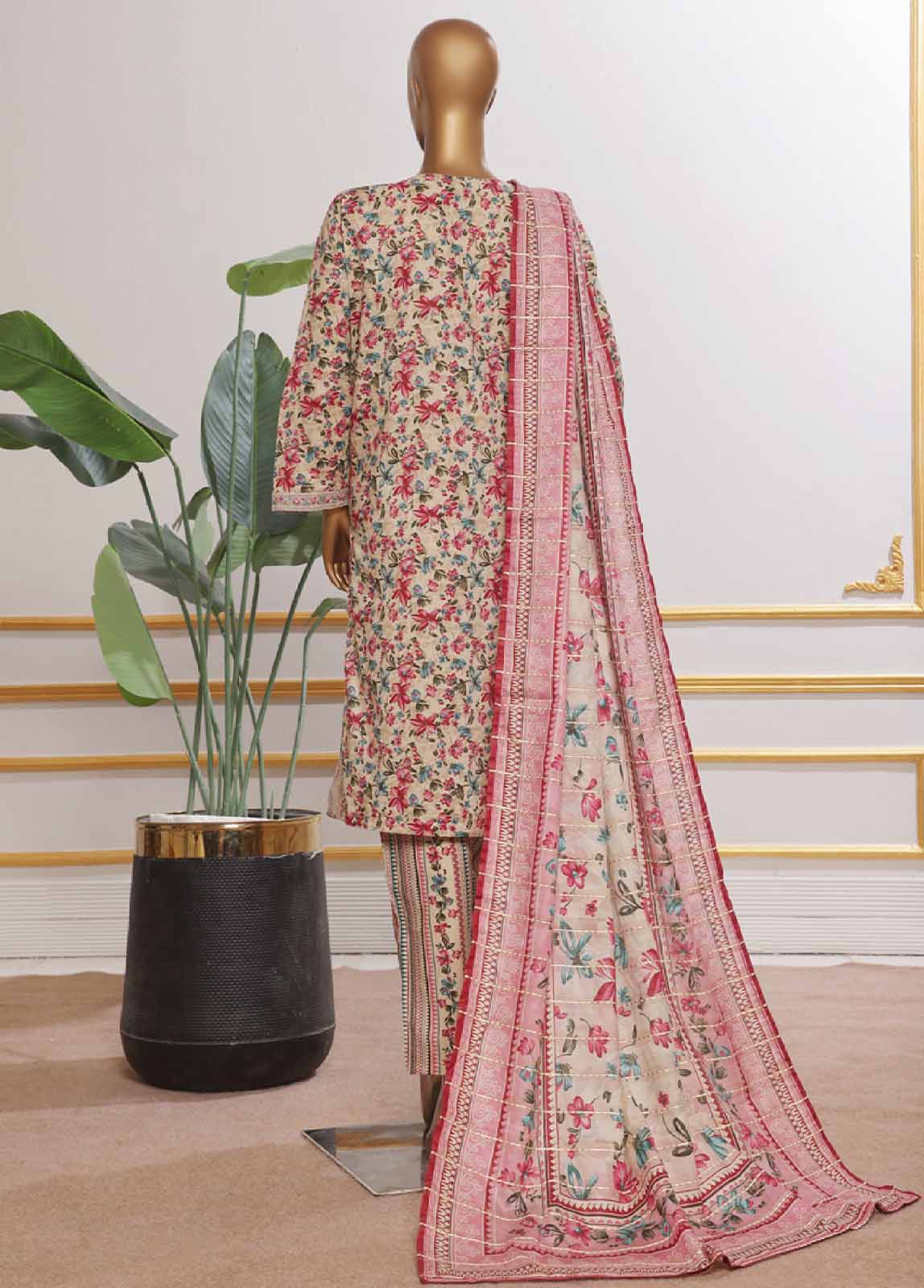 Bin Saeed Fabric - SM-EMB-075V2- 3 Piece Embroidered Stitched Suit