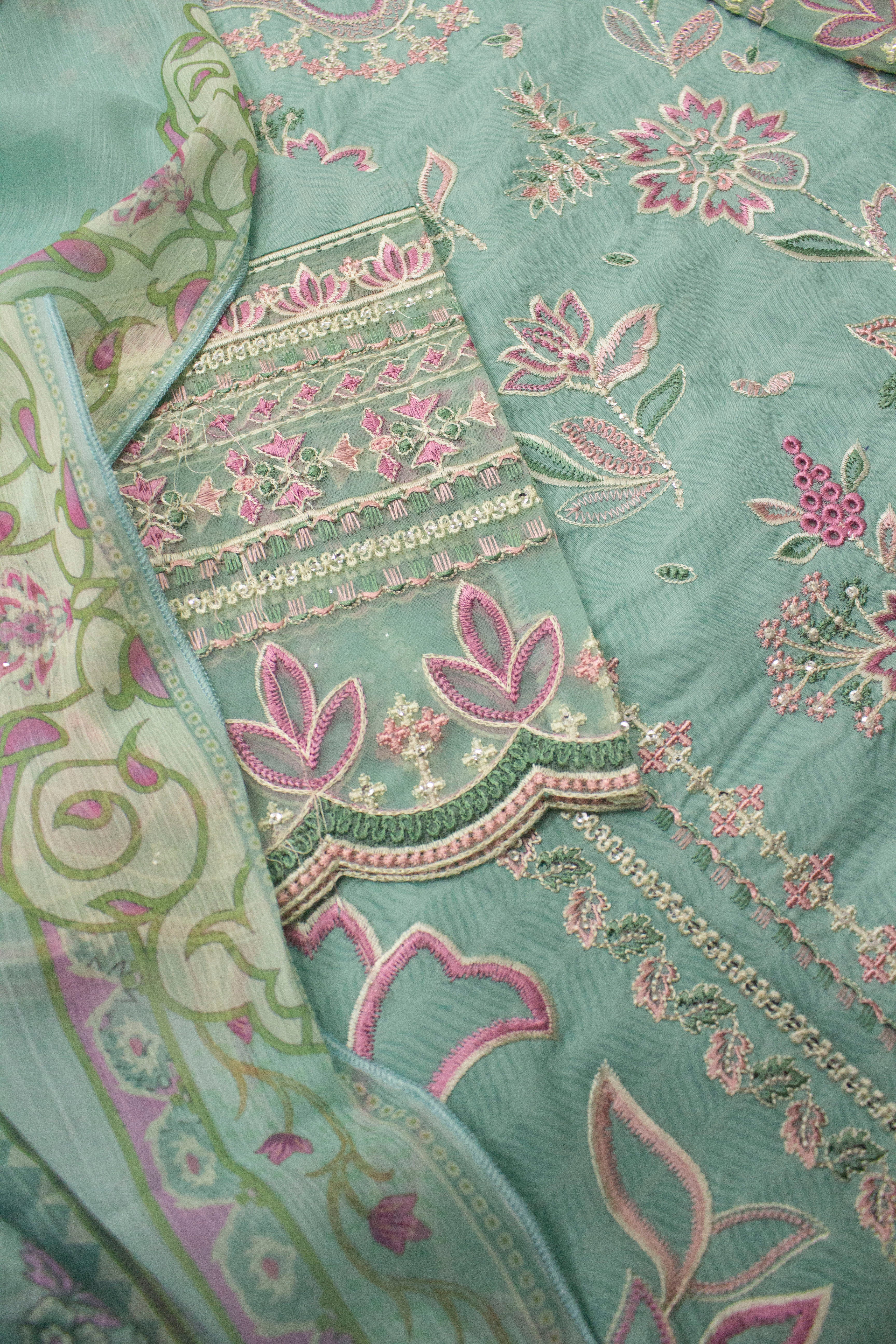 Bin Saeed Fabric - SM-EMB-075 B- 3 Piece Embroidered Stitched Suit