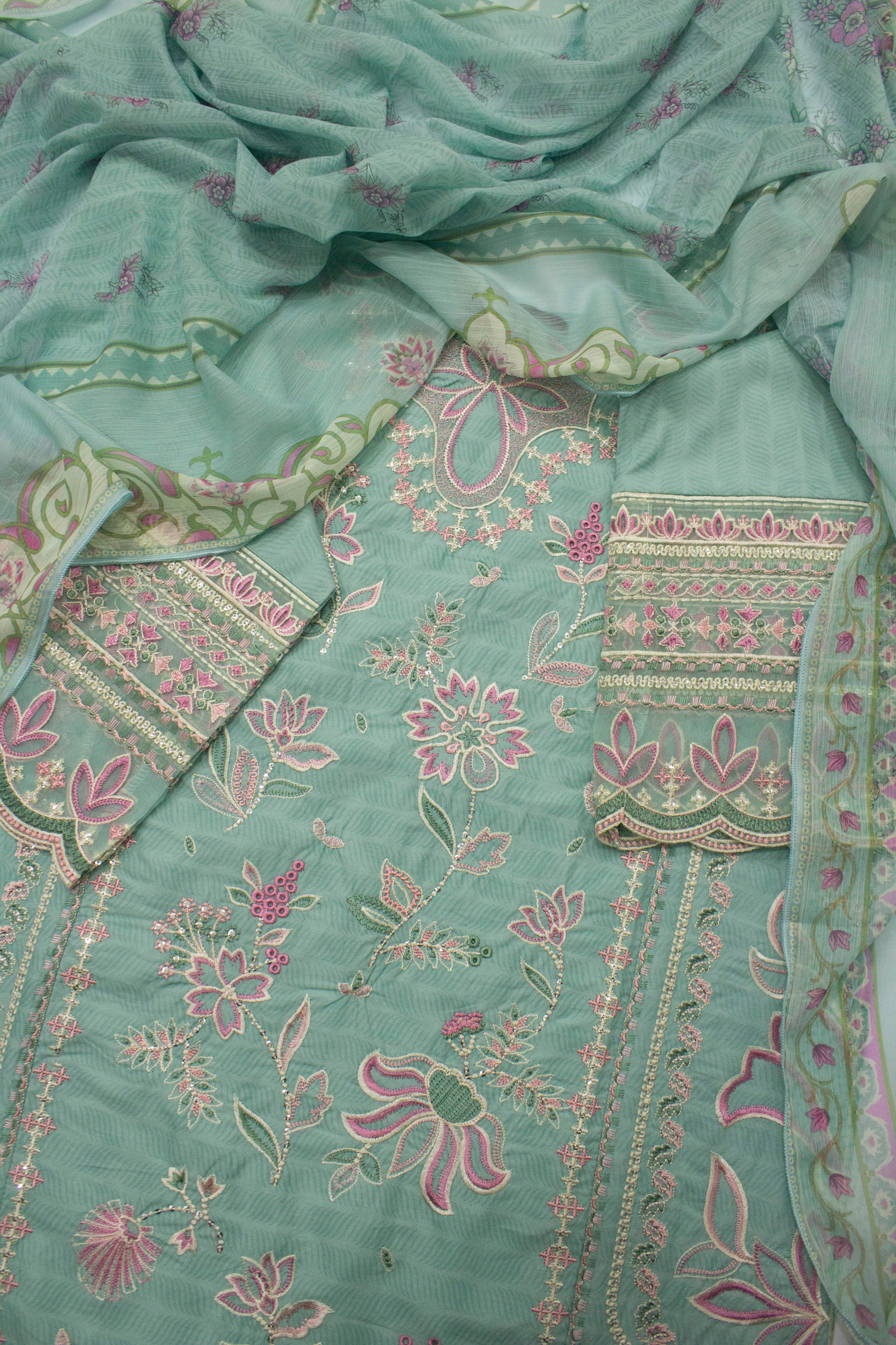 Bin Saeed Fabric - SM-EMB-075 B- 3 Piece Embroidered Stitched Suit