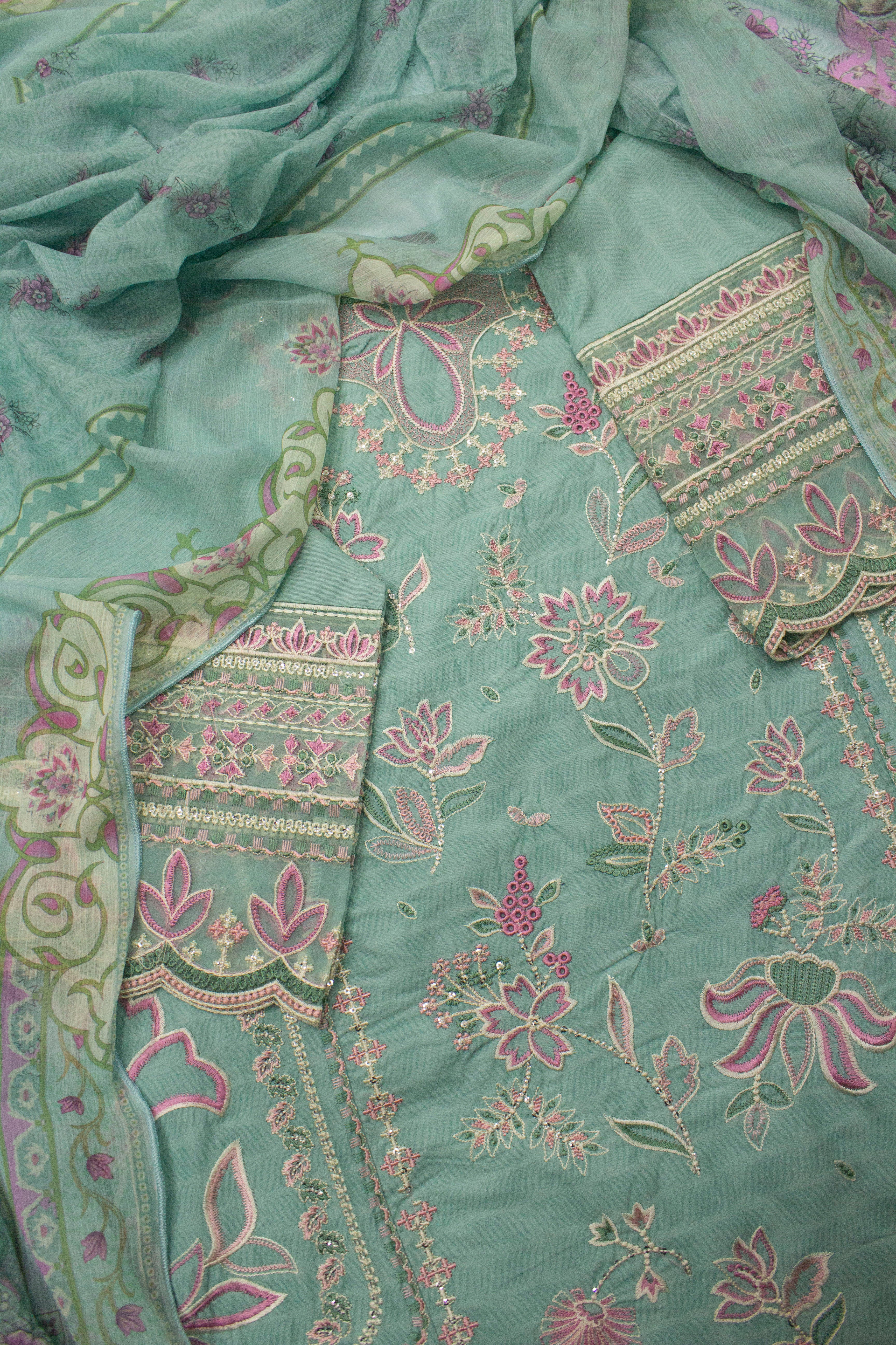 Bin Saeed Fabric - SM-EMB-075 B- 3 Piece Embroidered Stitched Suit