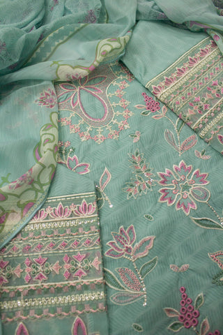 Bin Saeed Fabric - SM-EMB-075 B- 3 Piece Embroidered Stitched Suit