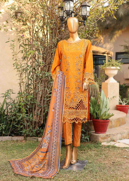 SM-EMB-078 - 3 Piece Embroidered Stitched Suit