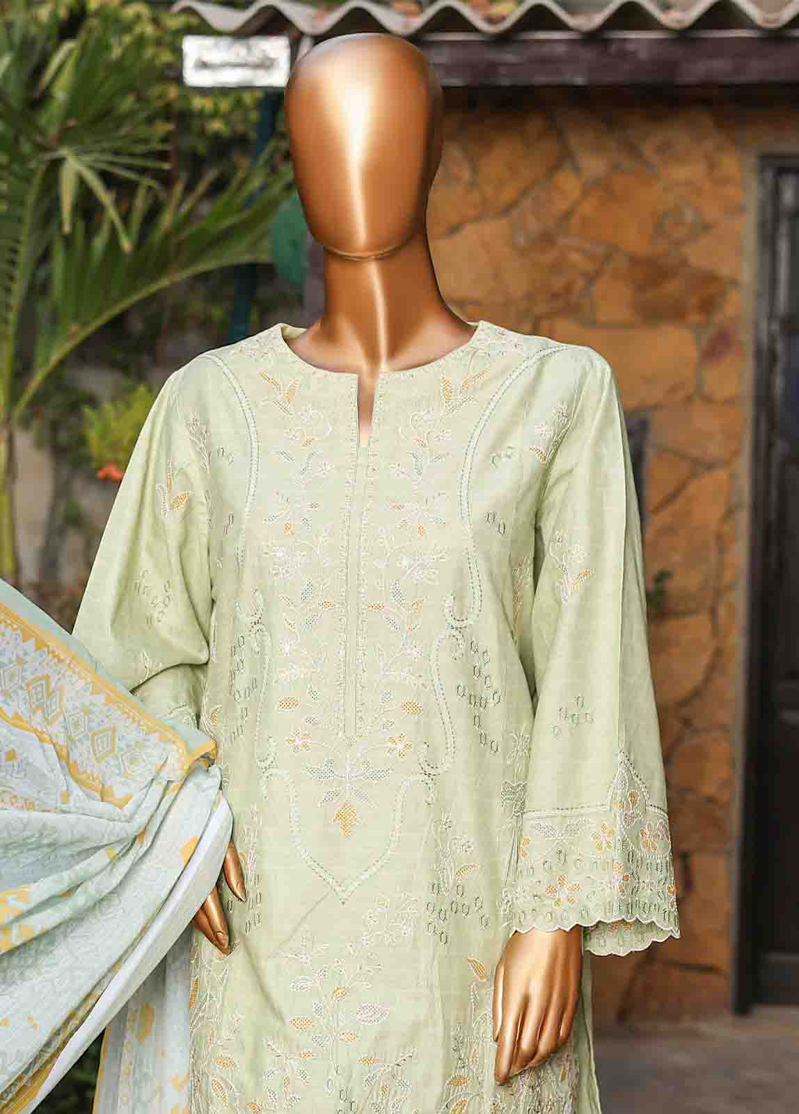 Bin Saeed Fabric - SM-EMB-079 B- 3 Piece Embroidered Stitched Suit