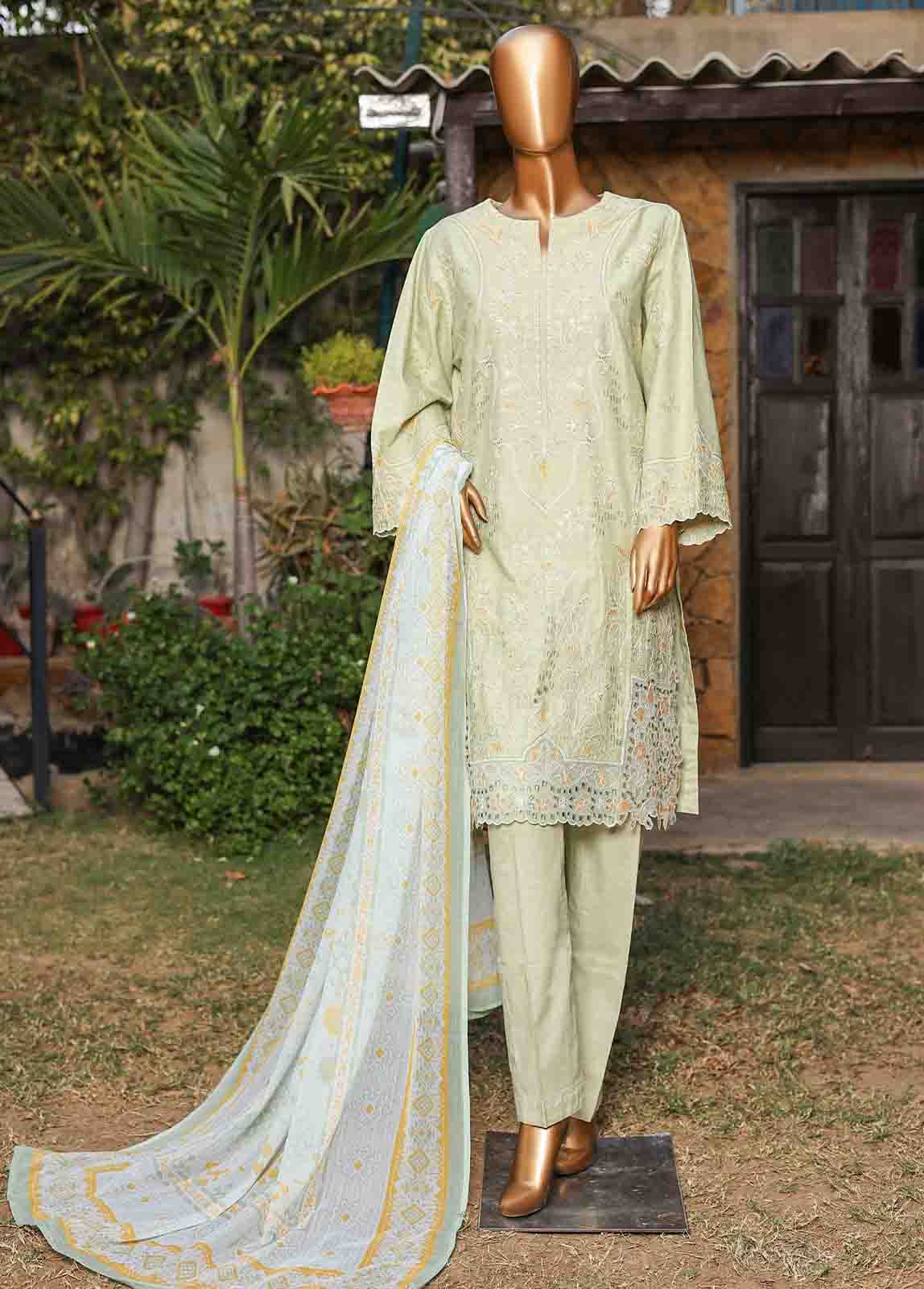 Bin Saeed Fabric - SM-EMB-079 B- 3 Piece Embroidered Stitched Suit