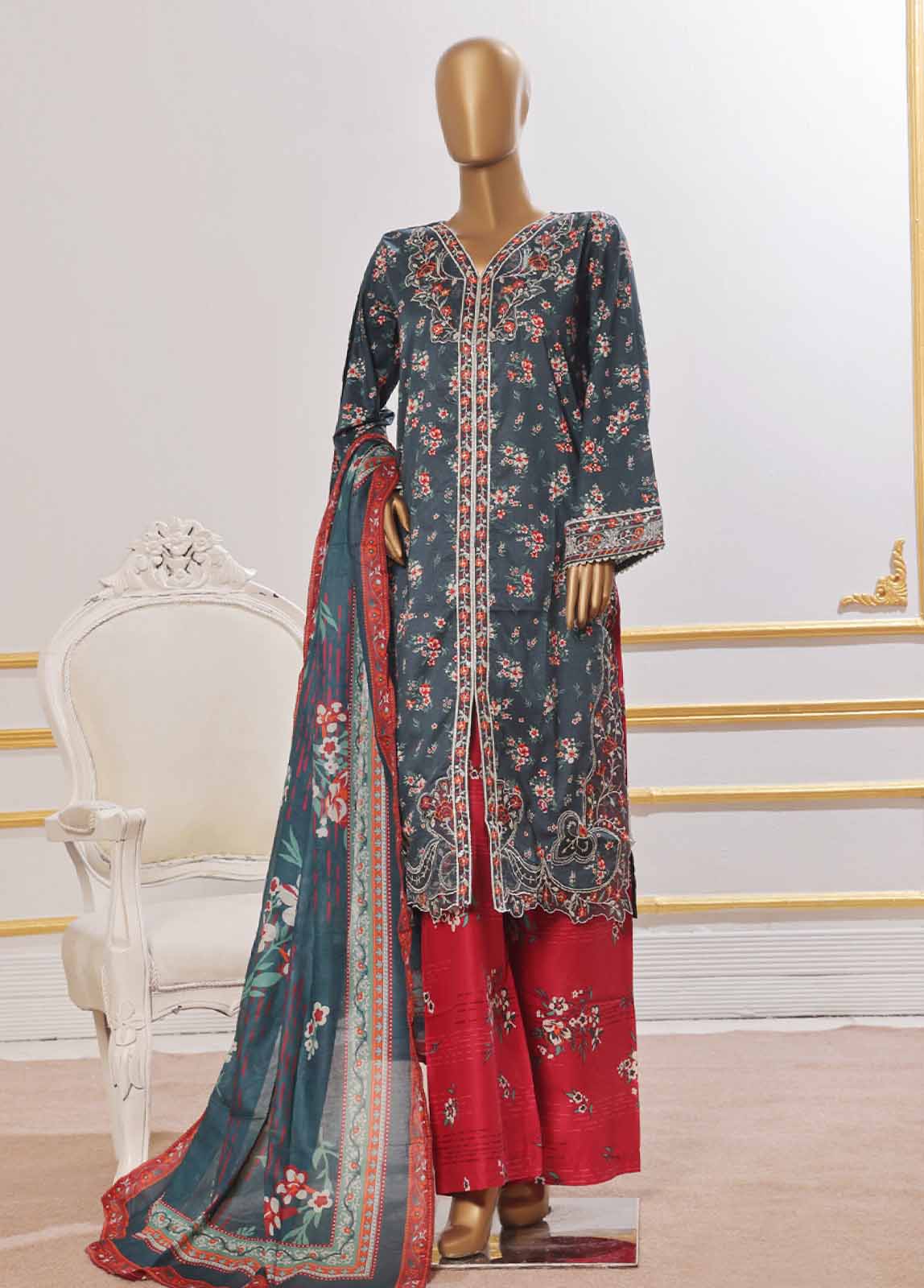 Bin Saeed Fabric - SM-EMB-080V2- 3 Piece Embroidered Stitched Suit