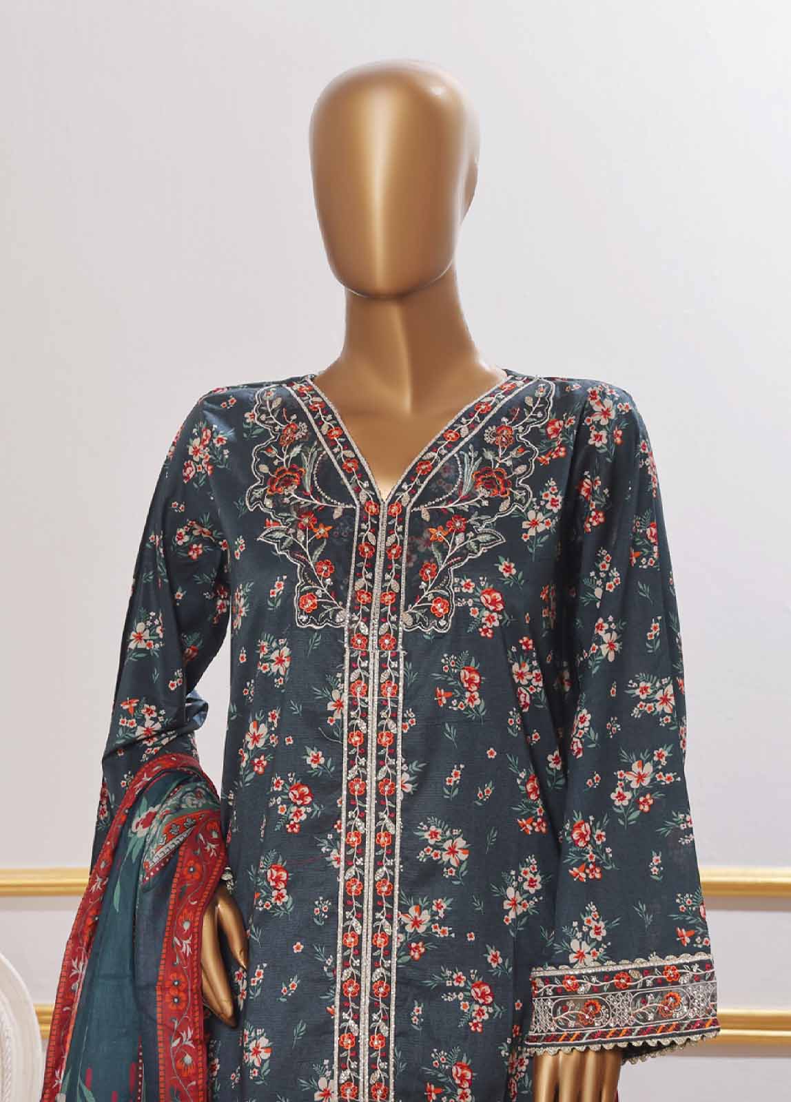 SM-EMB-080V2- 3 Piece Embroidered Stitched Suit