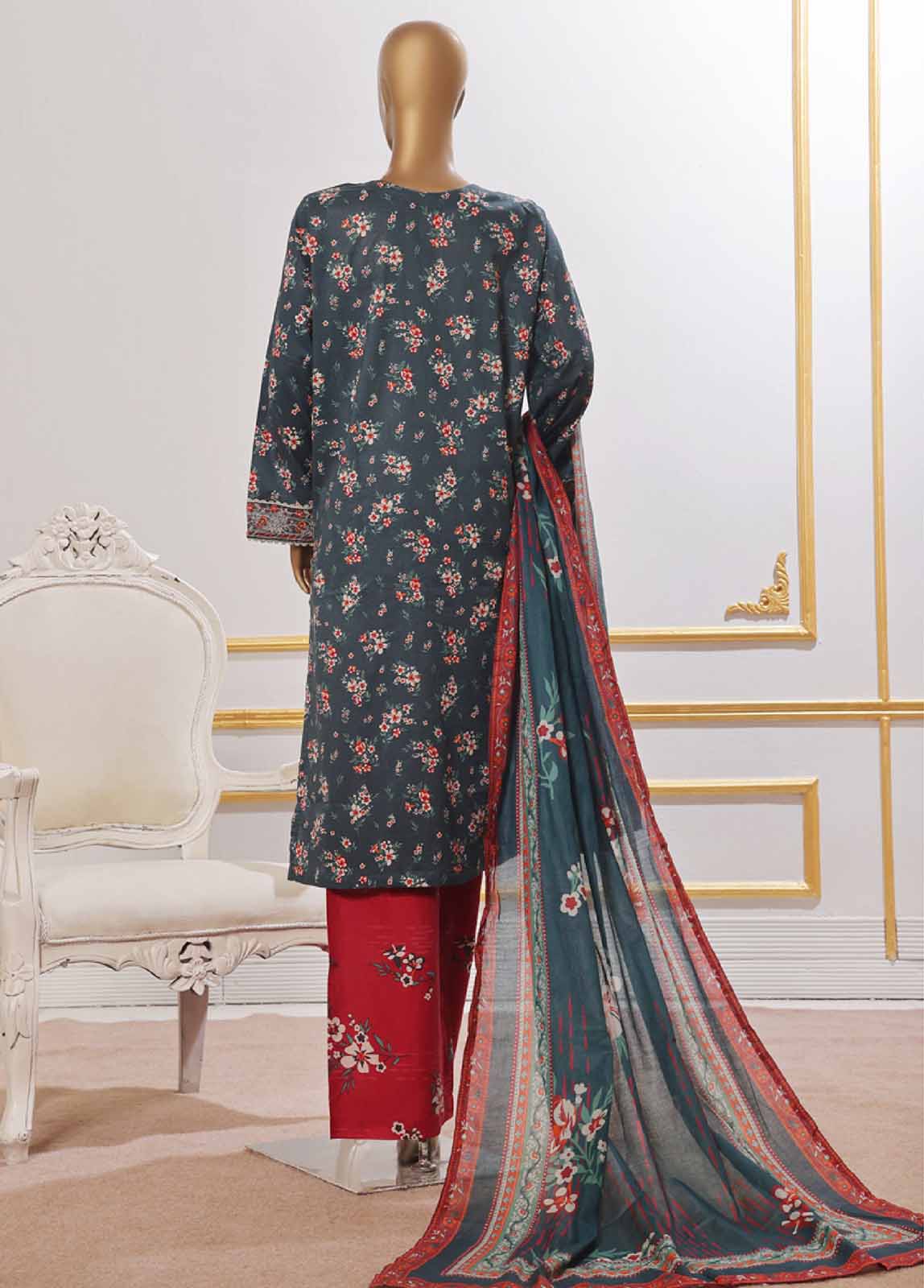 SM-EMB-080V2- 3 Piece Embroidered Stitched Suit