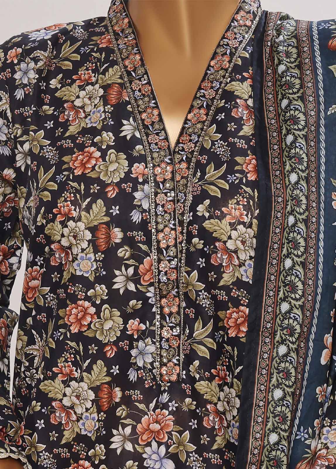 SM-EMB-095V2- 3 Piece Embroidered Stitched Suit