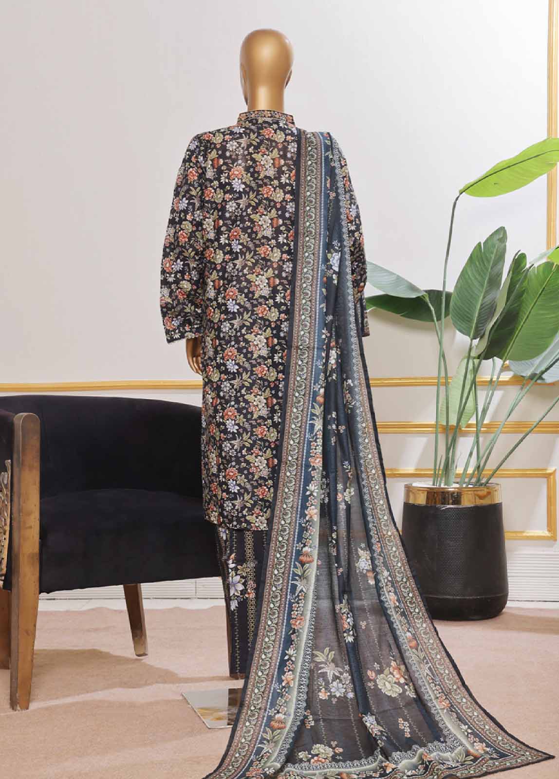 SM-EMB-095V2- 3 Piece Embroidered Stitched Suit