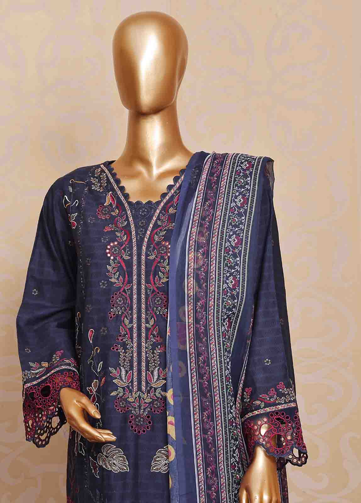 Bin Saeed Fabric - SM-FE-080 A- 3 Piece Embroidered Stitched Suit