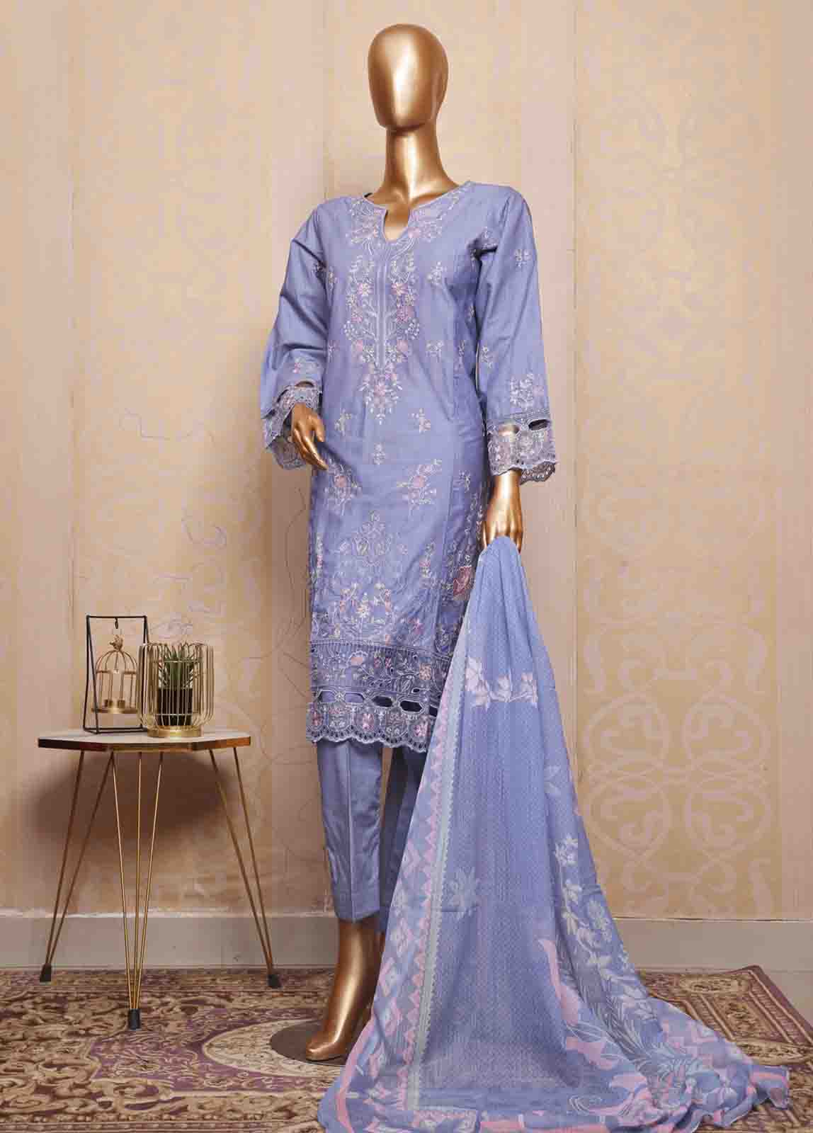 Bin Saeed Fabric - SM-FE-084- 3 Piece Embroidered Stitched Suit