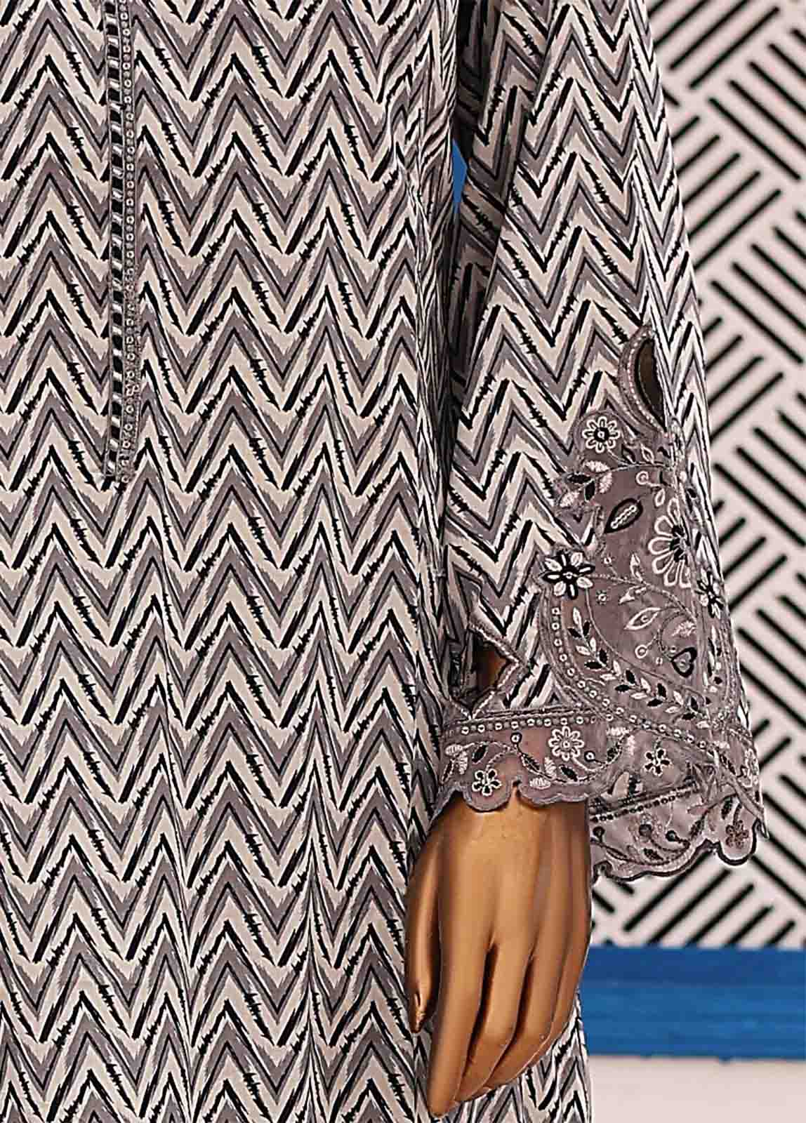 Bin Saeed Fabric - SM-FR-0202- 3 Piece Frock Style Stitched Suit