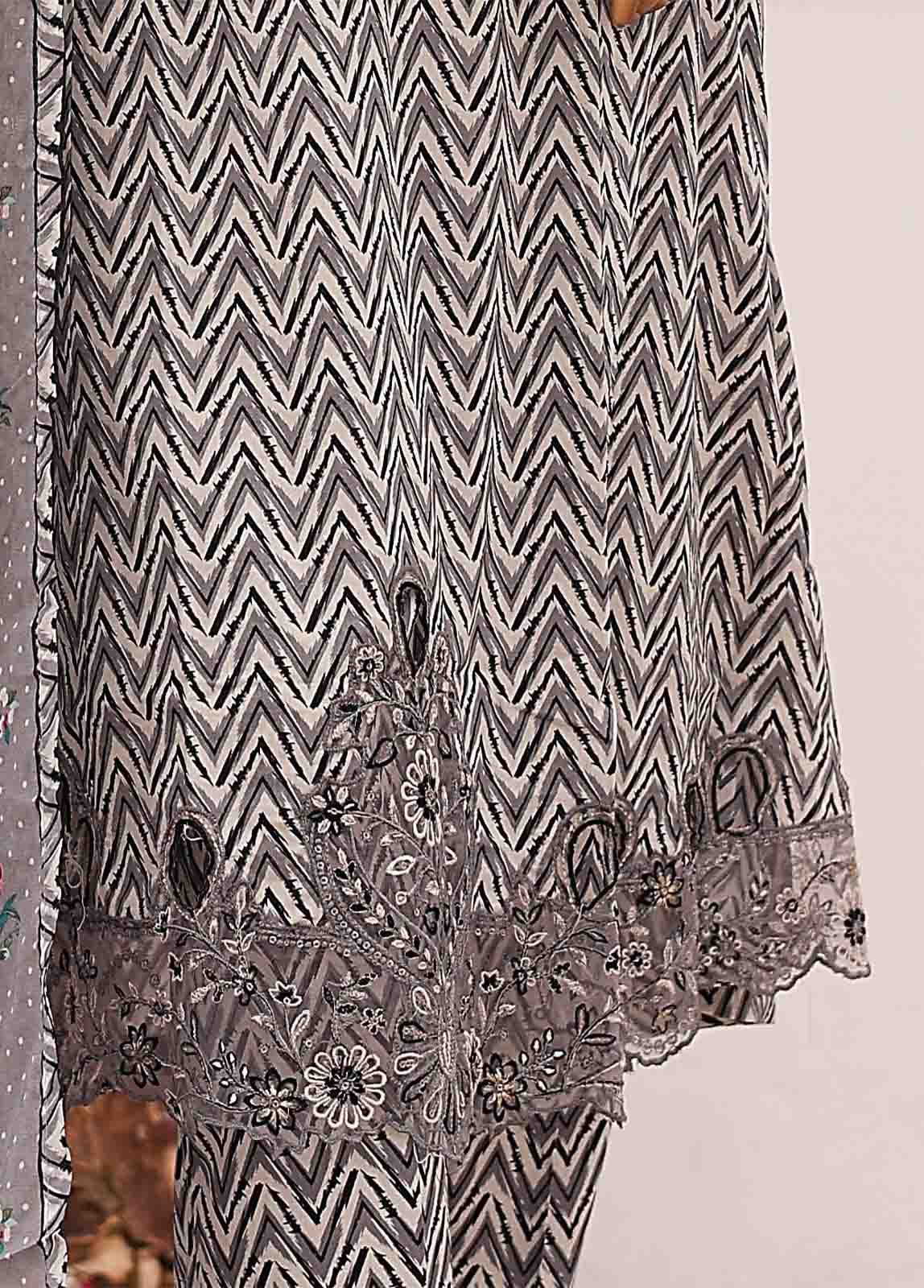 Bin Saeed Fabric - SM-FR-0202- 3 Piece Frock Style Stitched Suit