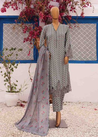 Bin Saeed Fabric - SM-FR-0202- 3 Piece Frock Style Stitched Suit