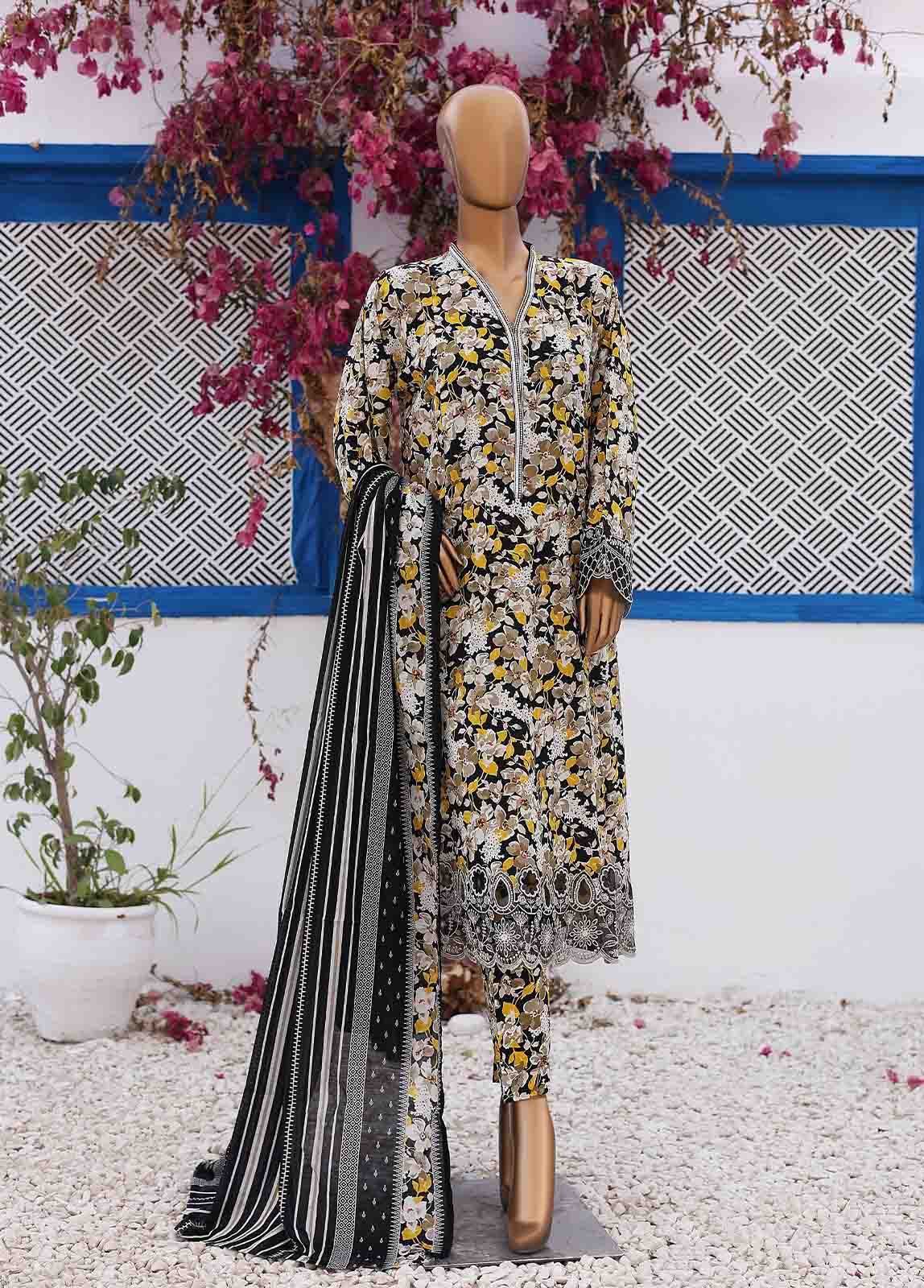 Bin Saeed Fabric - SM-FR-0212- 3 Piece Embroidered Stitched Suit