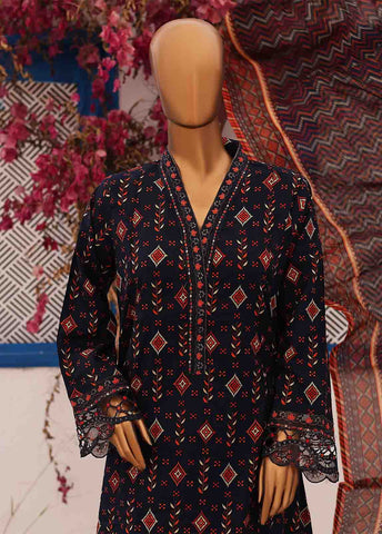 Bin Saeed Fabric - SM-FR-0215- 3 Piece Frock Style Stitched Suit