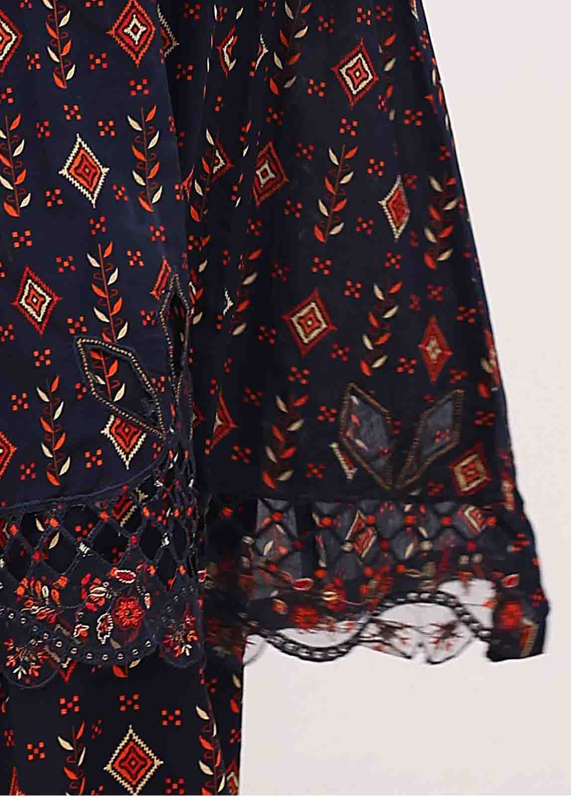 Bin Saeed Fabric - SM-FR-0215- 3 Piece Frock Style Stitched Suit