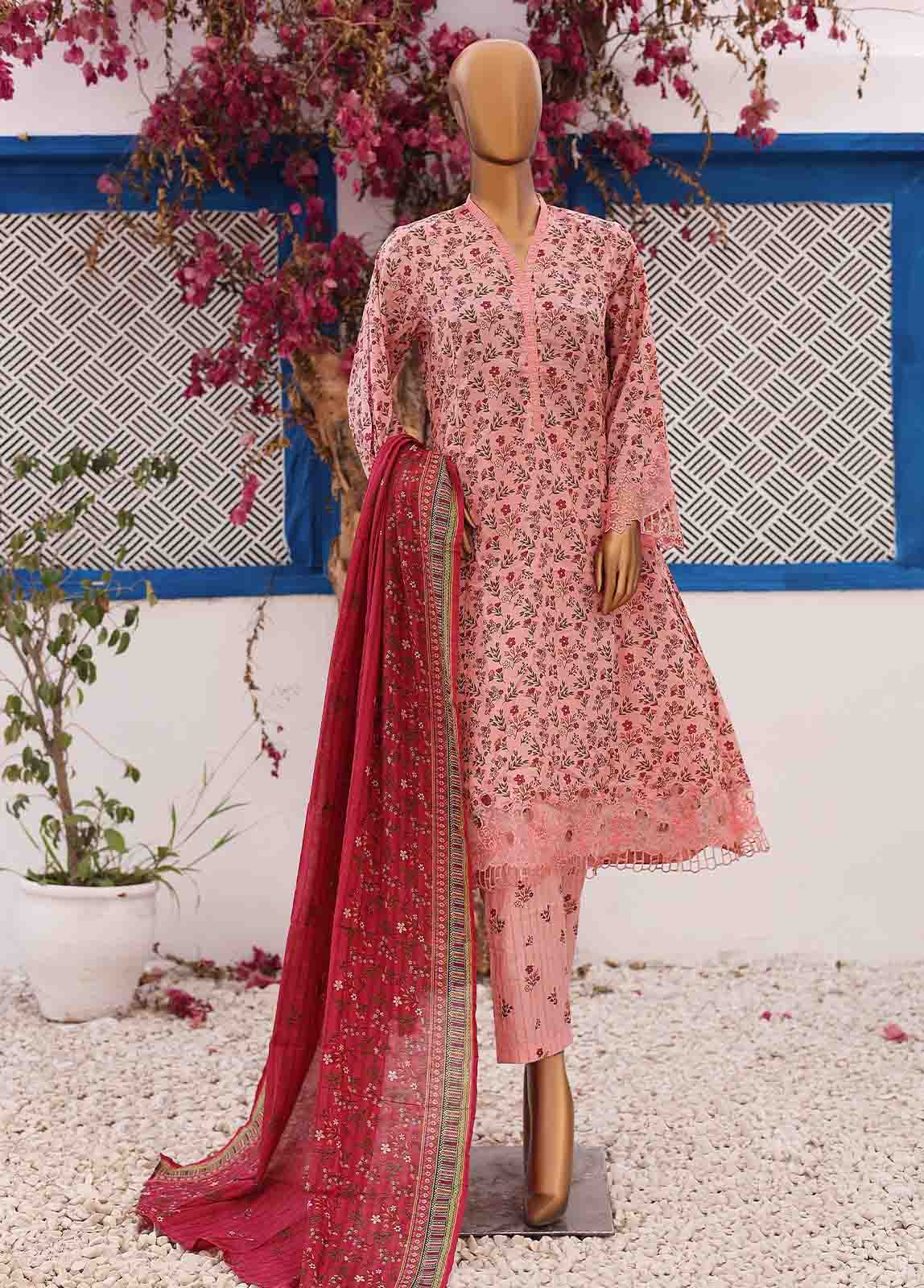 Bin Saeed Fabric - SM-FR-0216- 3 Piece Embroidered Stitched Suit