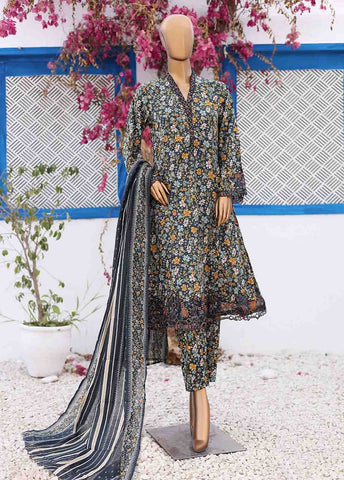Bin Saeed Fabric - SM-FR-0218- 3 Piece Frock Style Stitched Suit