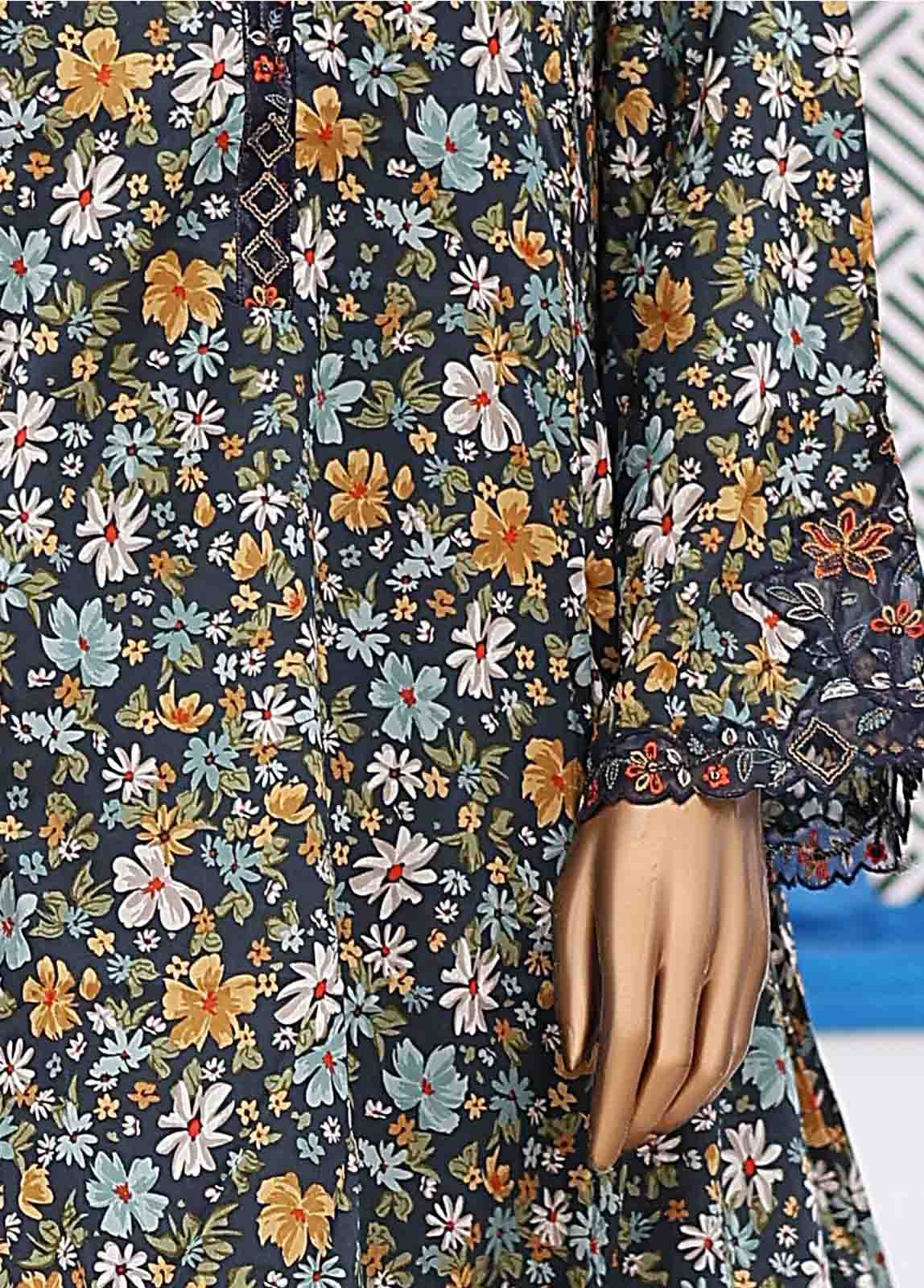 Bin Saeed Fabric - SM-FR-0218- 3 Piece Frock Style Stitched Suit