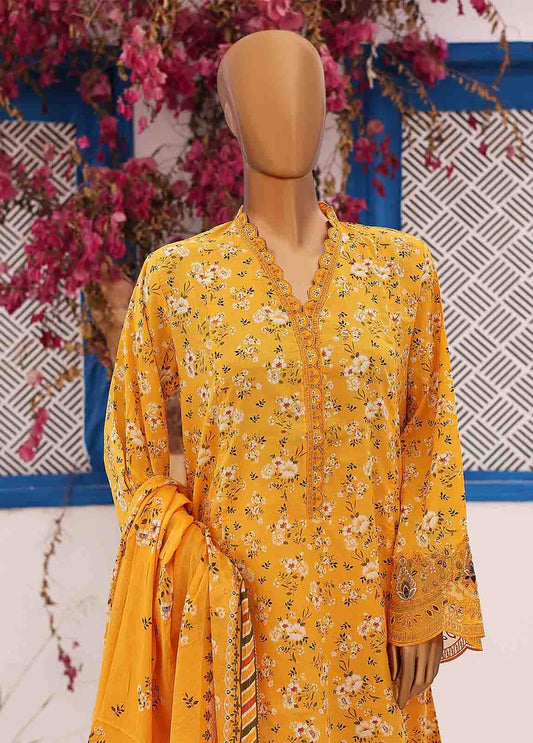 Bin Saeed Fabric - SM-FR-0221- 3 Piece Frock Style Stitched Suit