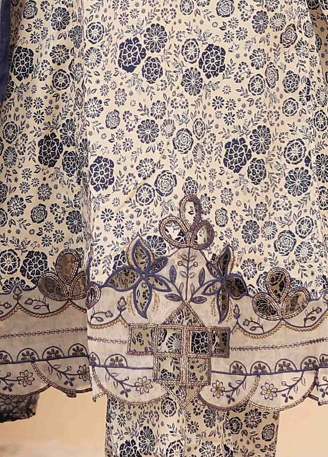 Bin Saeed Fabric - SM-FR-0222- 3 Piece Frock Style Stitched Suit