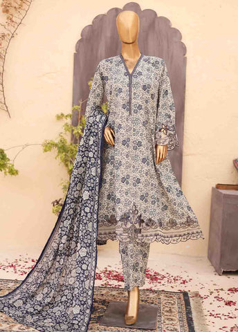 Bin Saeed Fabric - SM-FR-0222- 3 Piece Frock Style Stitched Suit
