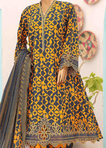 Bin Saeed Fabric - SM-FR-0223- 3 Piece Frock Style Stitched Suit