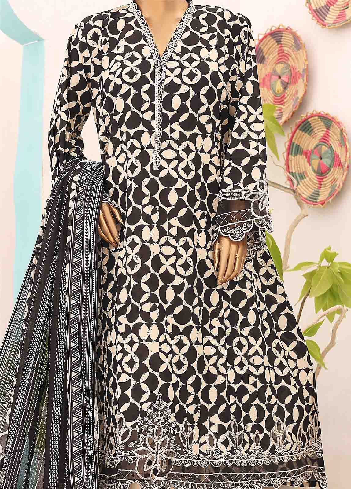 Bin Saeed Fabric - SM-FR-0224- 3 Piece Frock Style Stitched Suit