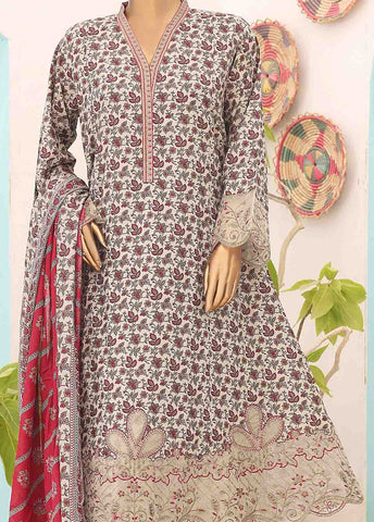 Bin Saeed Fabric - SM-FR-0225- 3 Piece Frock Style Stitched Suit