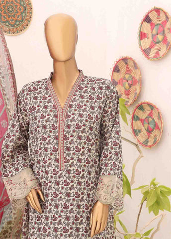 Bin Saeed Fabric - SM-FR-0225- 3 Piece Frock Style Stitched Suit