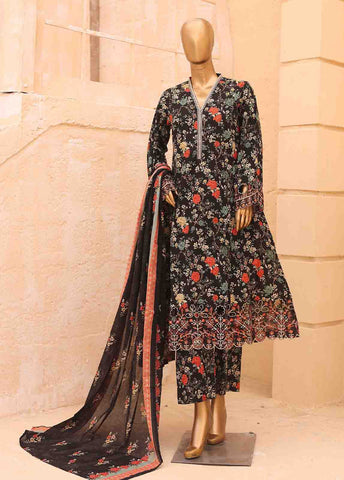 Bin Saeed Fabric - SM-FR-0226- 3 Piece Frock Style Stitched Suit
