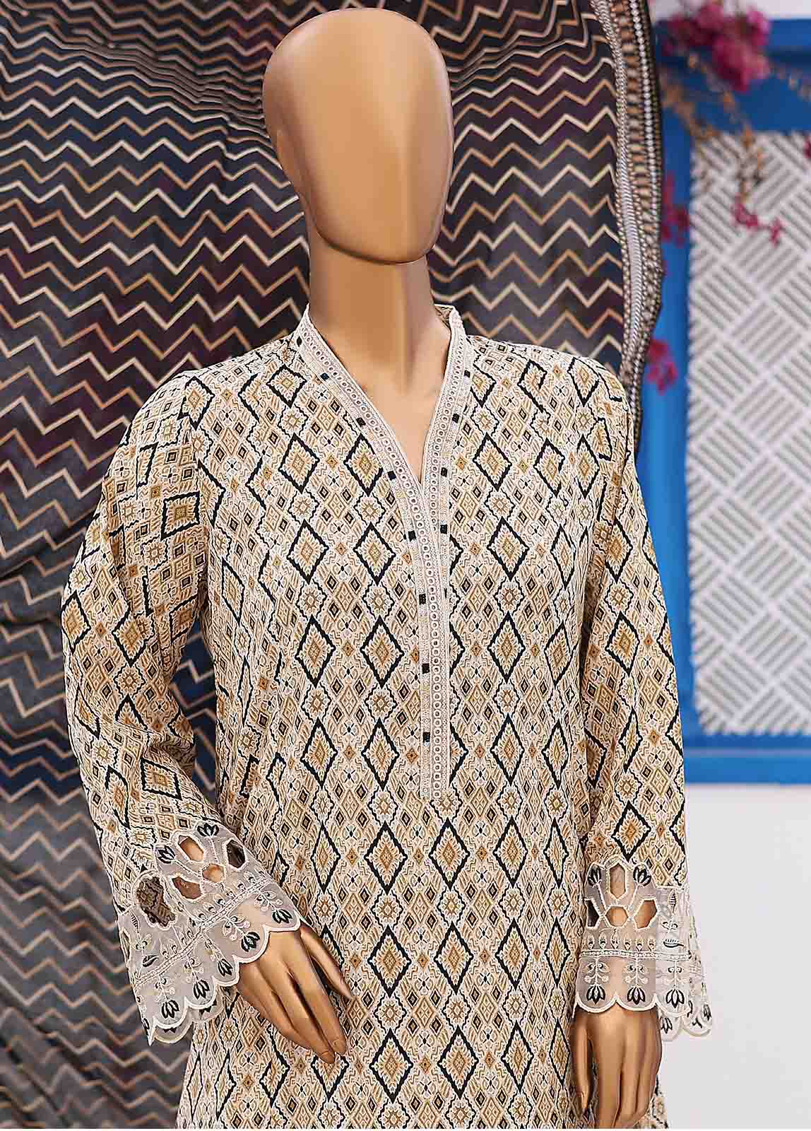 Bin Saeed Fabric - SM-FR-0227- 3 Piece Embroidered Stitched Suit