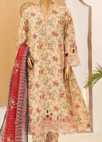 Bin Saeed Fabric - SM-FR-0228- 3 Piece Frock Style Suit