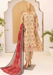 SM-FR-0228- 3 Piece Cotton Frock Style Suit